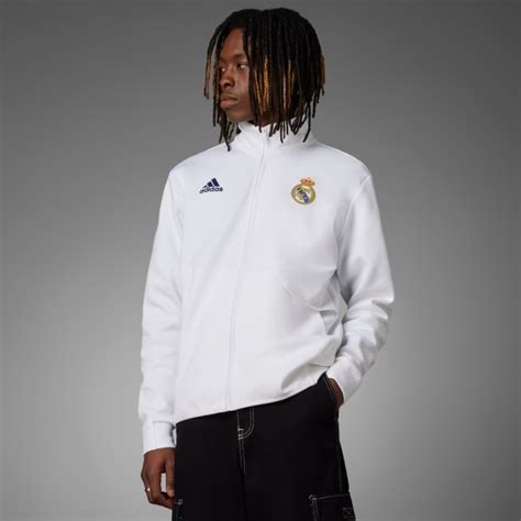 real madrid adidas jacke weiss|adidas anthem jacket real madrid.